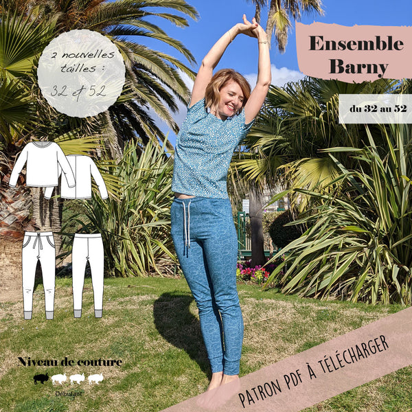 Patron ensemble homewear : legging et t-shirt Barny du 32 au 52 (PDF )