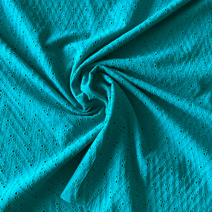 Broderie anglaise chevron vert émeraude