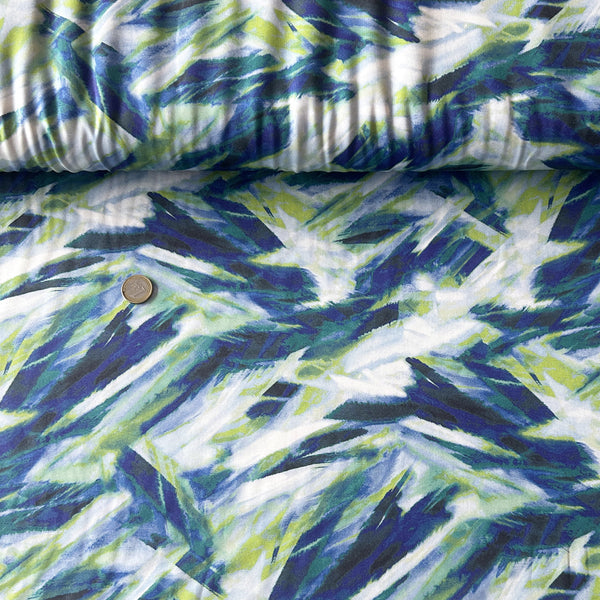 Tissu sport pinceaux bleu vert et blanc