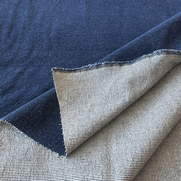 Velours milleraie bleu jean ultra stretch