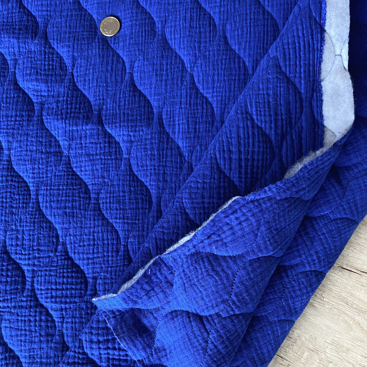 Matelassé coton double gaze bleu cobalt