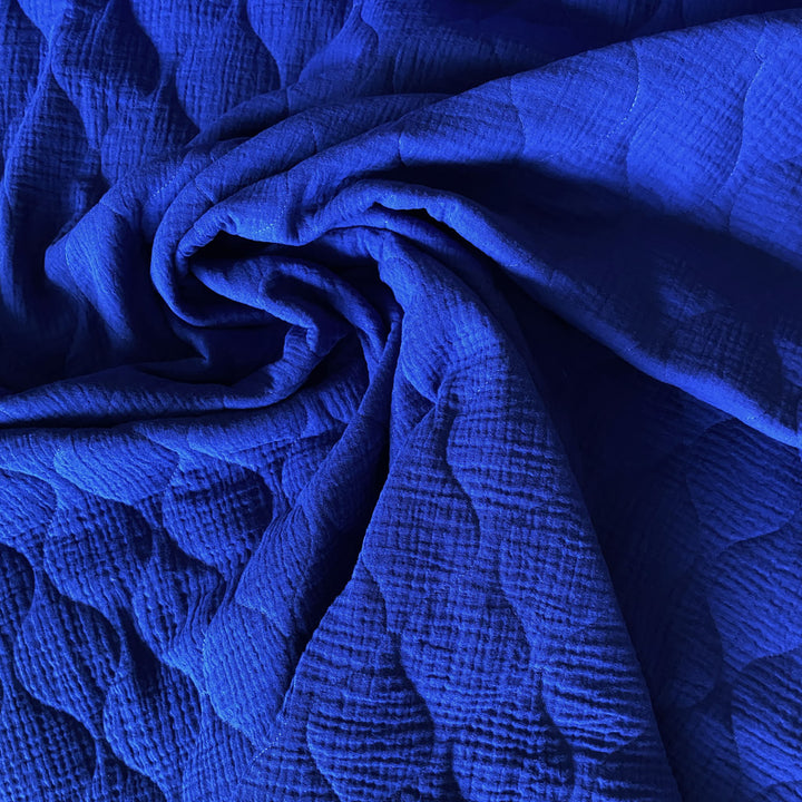 Matelassé coton double gaze bleu cobalt