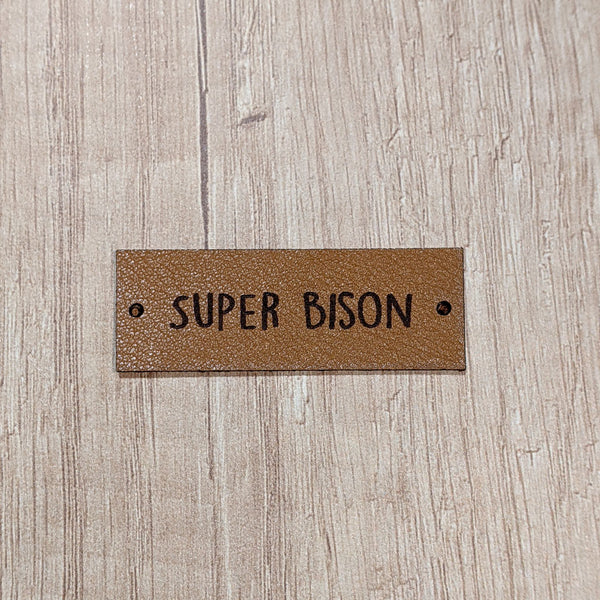 Patch cuir rectangle marron orangé Super Bison