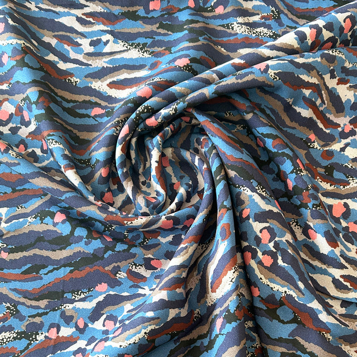 Viscose Vague bleue et brique